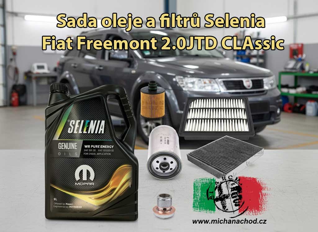 Sada oleje a filtrů Selenia 6L Fiat Freemont 2.0JTD CLAssic + výplach